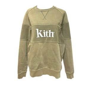 Kith Paneled Williams Crewneck Sweatshirt Olive Green Men's Size L